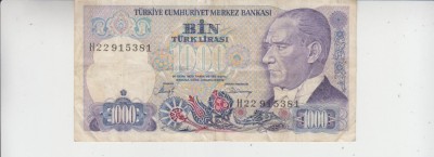 B11 9 - Bancnota foarte veche - Turcia - 1 000 lire foto