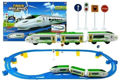 Set circuit tren cu baterii, pentru copii, LeanToys, 5151, 257 cm foto