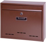 Cutie postala metalica FLATBLOCK maro, 31x36x9 cm, cu cheie