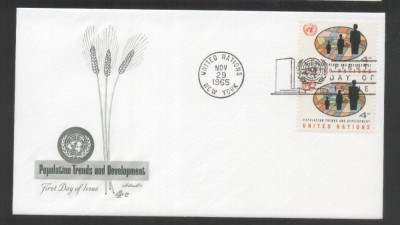 UN New York 1965 World population conference Mi.160 x 2 FDC UN.285 foto