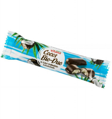 Batoane de Cocos in Ciocolata Neagra cu Lapte Bio 40 grame Vitana foto