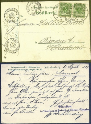 Germany 1899 Old postcard postal stationery Hohenlimburg to Belgium D.344 foto