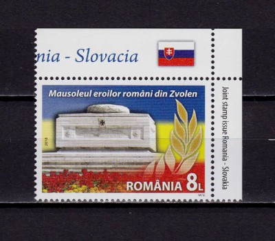 ✅RO 2018 ,LP 2176,&amp;quot;Em.comuna Romania-Slovacia 25 diplomatie &amp;quot;serie colt ,MNH foto