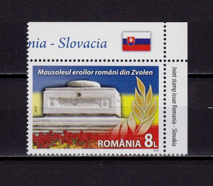 ✅RO 2018 ,LP 2176,&quot;Em.comuna Romania-Slovacia 25 diplomatie &quot;serie colt ,MNH