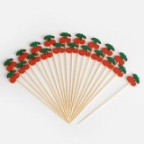 Scobitori decorative din bambus cu cireșe, 12 cm, set de 20 bucăți, CMCLASS