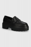 Marc O&#039;Polo mocasini de piele femei, culoarea negru, cu platforma, 40118203201100 NN2M3071