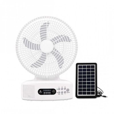 Ventilator cu panou solar Q312, 15W, LED , FM, USB foto