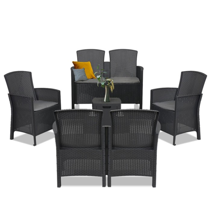 Set mobilier de grădină Lima cu 6 locuri, grafit