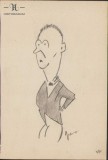 167S Caricatură bărbat, anii 1930, Geo Dumitrescu, semnată