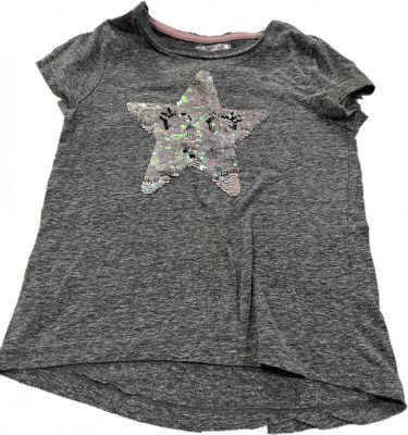 Tricou fetita, culoarea gri, model cu steluta, 116 cm foto