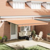 vidaXL Marchiză manuală retractabilă cu LED galben și portocaliu 450x350 cm