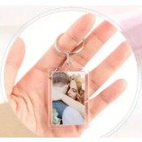 Breloc personalizat cu fotografie , transparent, dreptunghiular, cu editare inclusa