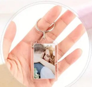 Breloc personalizat cu fotografie , transparent, dreptunghiular, cu editare inclusa foto