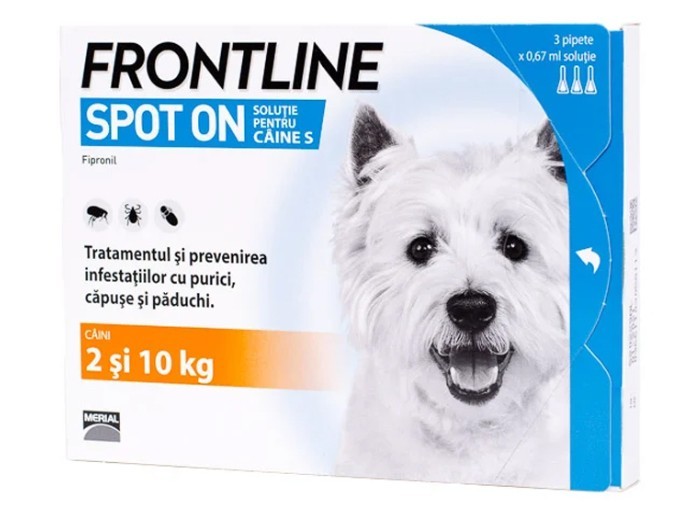 Pipeta antiparazitara Frontline pentru caini intre 2-10 kg ( 1 pipeta )