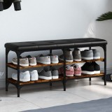 vidaXL Bancă de pantofi, stejar fumuriu, 102x32x47 cm, lemn prelucrat
