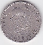 Ungaria 1 Forint Argint 1887, Moneda Veche, Florin, Numismatică