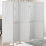 VidaXL Paravan cameră 5 panouri, alb, lemn masiv paulownia