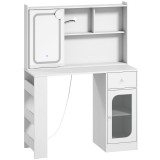 HOMCOM Masă de Toaletă cu Oglindă Glisantă, Lumini LED și Sertar, Alb | Aosom Romania