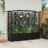 vidaXL Pat Ridicat cu Trellis și Acoperiș Negru 204 x 40 x 141 cm PP 42032538