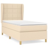 Cumpara ieftin Pat box spring cu saltea, crem, 90x200 cm, textil