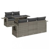 Set mobilier gradina cu perne, 6 piese, gri, poliratan