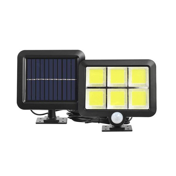 Външна соларна лампа със сензор за движение, 120 Lm/W, COB LED, ABS, 5 m кабел, 50 W, Регулируем соларен панел, Водоустойчив, Вътрешен и външен двор,