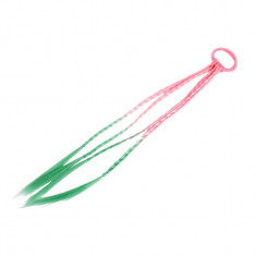 Elastic par cu 4 suvite colorate impletite Crisalida, lungime 40 cm, verde si roz