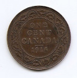 Canada 1 Cent 1916 - George V (with &quot;DEI GRA&quot;) Bronz, 25.5 mm KM-21 (2), America de Nord