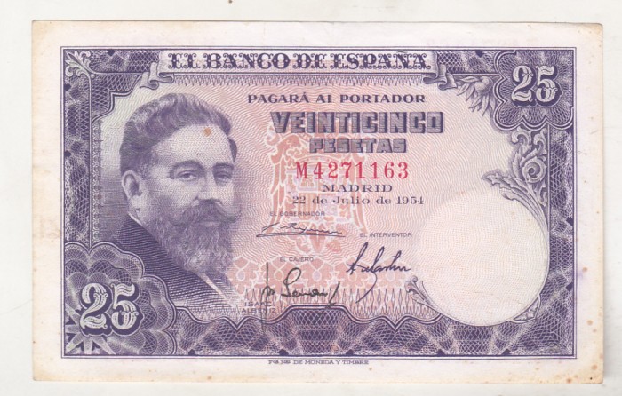 bnk bn Spania 25 pesetas 1954