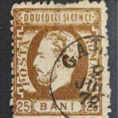Timbre 1872 Carol I cu barbă, 25 bani