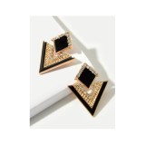 Cumpara ieftin Cercei cu Picătura Geometrica &ndash; Negru &amp; Auriu - 296956