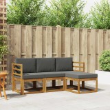 vidaXL Set de canapele de exterior cu pernă 4 pcs Natural și Antracit 3366205