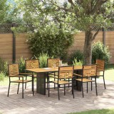 vidaXL Set de dining pentru grădină 7 piese , masă și scaune din rattan negru și lemn de acacia