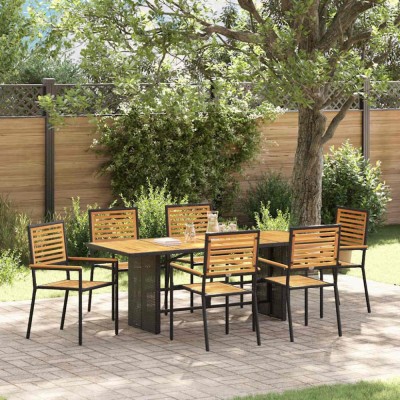vidaXL Set de masă pentru grădină 7 pcs Negru 190 x 80 x 75 cm 3365450 foto
