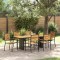 vidaXL Set de masă pentru grădină 7 pcs Negru 190 x 80 x 75 cm 3365450
