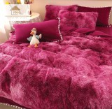 Cumpara ieftin Lenjerie de pat dublu cocolino,super pufoasa fluffy,6 piese.cearceaf de pat normal,burgundy-A1421