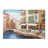 Tablou pictat manual, La Venetia (1) - 100x70cm ulei pe panza in cutit efect 3D