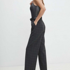 Answear Lab pantaloni femei, culoarea gri, drept, high waist