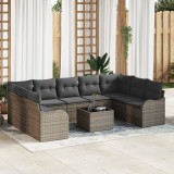 Set Canapea Grădină vidaXL 9 Piese cu Perne Ratan Polimer Negru