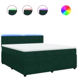 Cumpara ieftin Pat box spring cu saltea, verde inchis, 180x200 cm, catifea