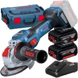 Bosch GWX 18V-15 SC X-LOCK BITURBO - Polizor unghiular Li-Ion 125 mm valiza speciala + 2x Acumulator Li-Ion 18 V 5 Ah + Incarcator