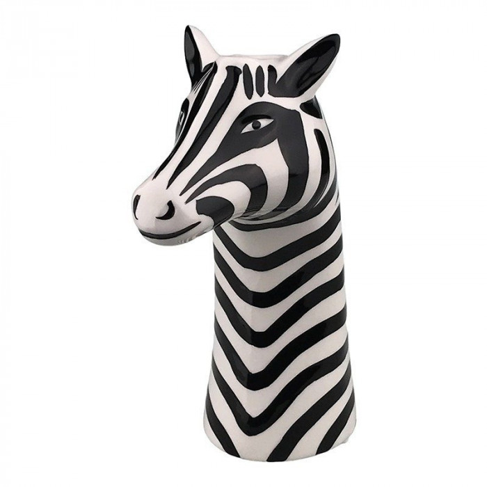 Vaza decorativa, Cap de zebra, 26 cm, Alb/Negru, 1688H