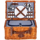 Cos de picnic Deluxe pentru 4 persoane, din rachita, termoizolant