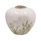 Cumpara ieftin Vaza flori ceramica bej verde 16,5 x 14,5 cm