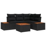 vidaXL Set de canapele pentru grădină cu pernă 5 pcs Negru Rattan poli 3348079