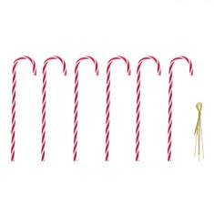 Set Ornamente Brad Crăciun, Bastonașe Roșii Albe, 18cm, 6 Bucăți