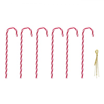 Set Ornamente Brad Crăciun, Bastonașe Roșii Albe, 18cm, 6 Bucăți foto