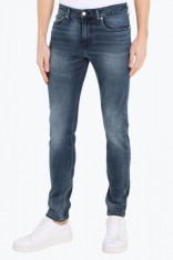 Blugi barbati cu aspect prespala si croiala Slim Tapered albastru inchis, W30 L32