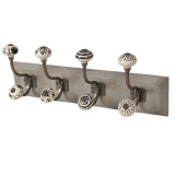 Cumpara ieftin Cuier perete din lemn gri 4 agatatori ceramica 45 cm x 10 cm x 18 cm