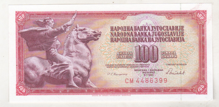 bnk bn Iugoslavia 100 dinari 1986 unc
